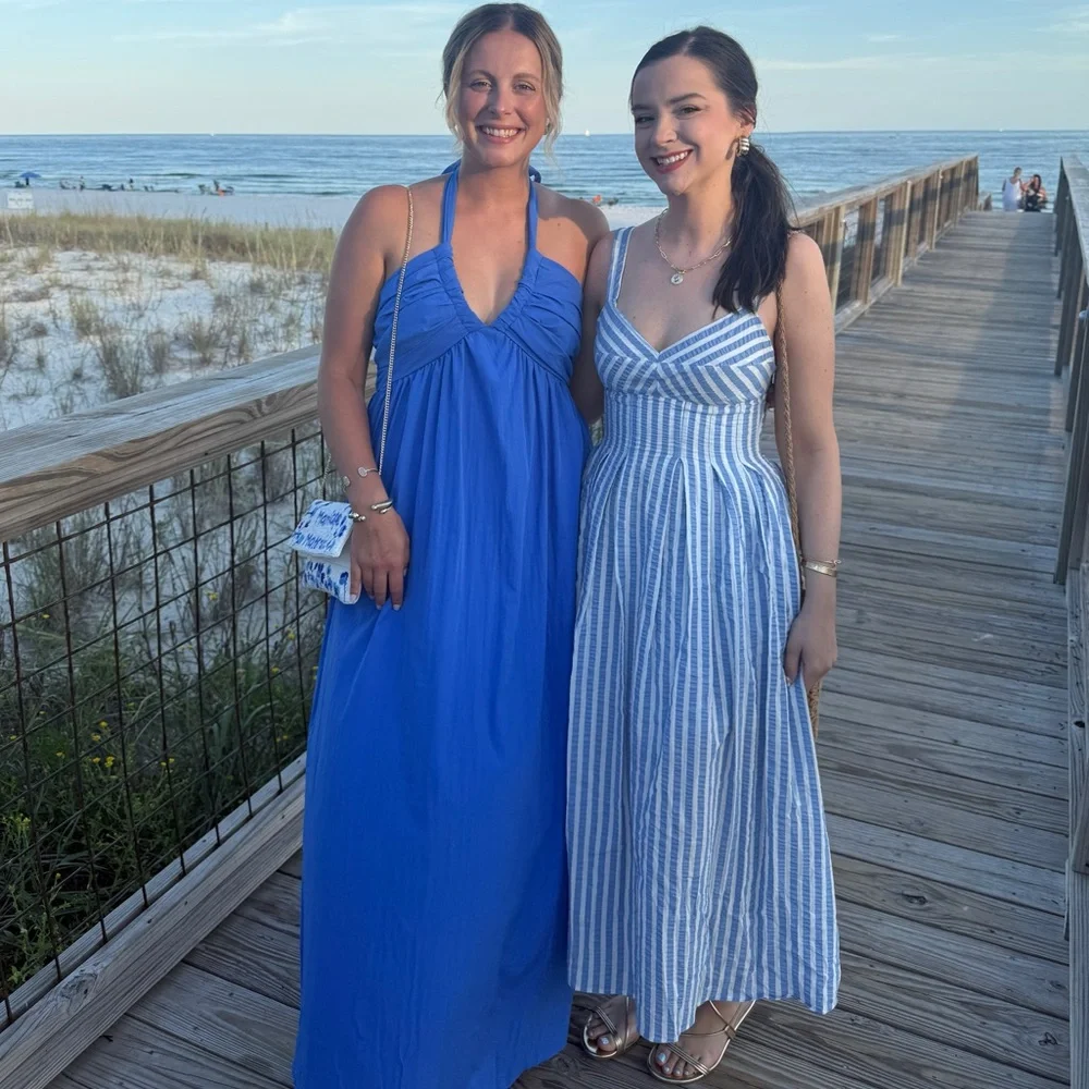 Blue and White Striped Sundress - Women - Picture 4 of 4